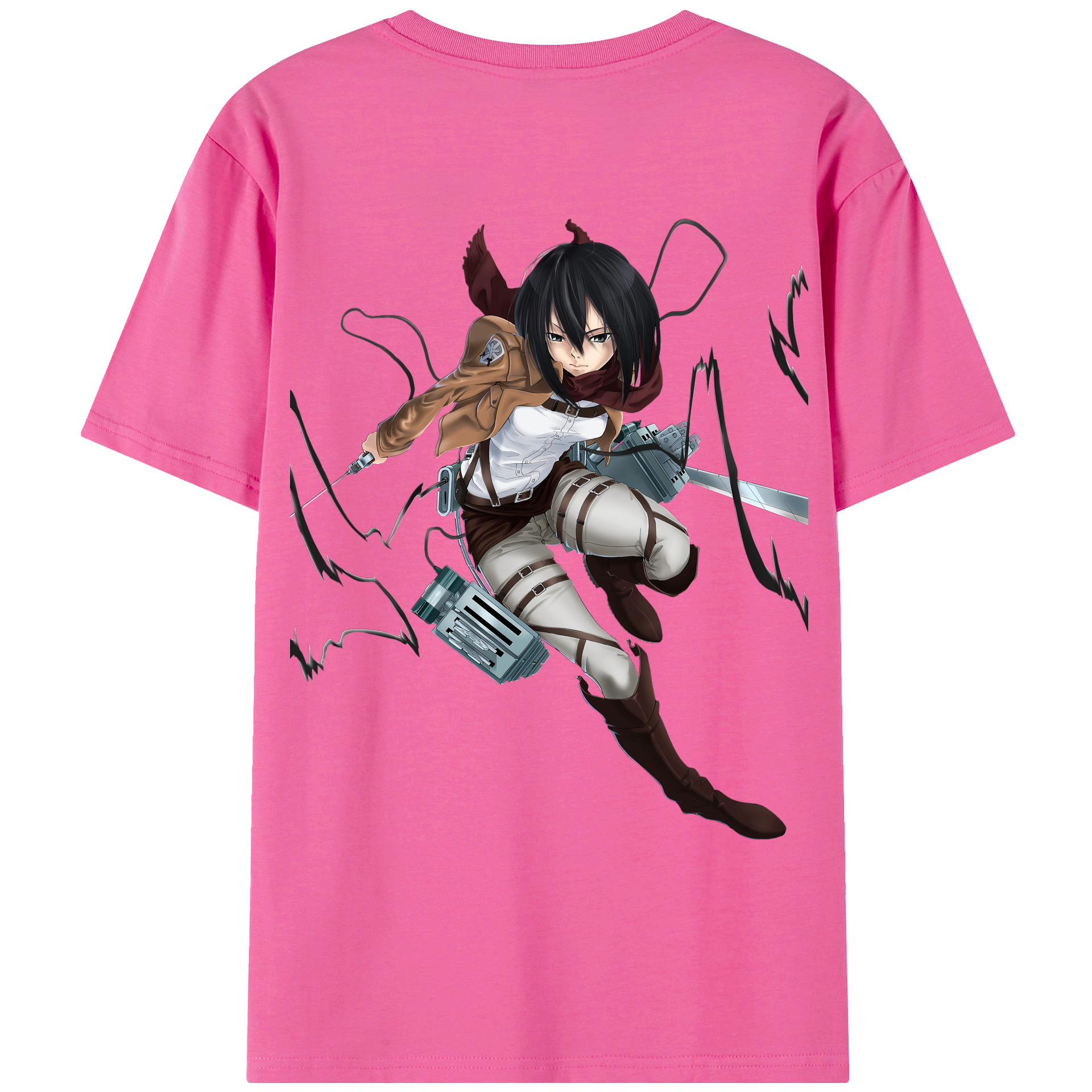（画像用） 進撃の巨人 ミカサ·アッカーマン Attack on Titan Mikasa Ackerman レディース半袖Tシャツ(バックプリント)